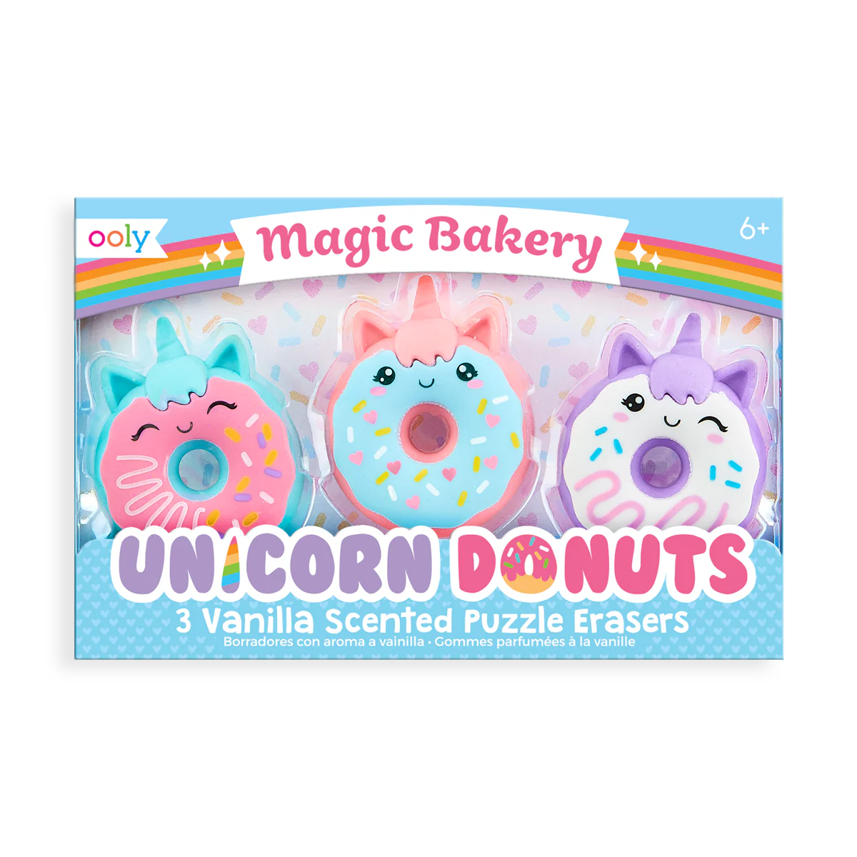 Unicorn Donuts 3 Vanilla Scented Puzzle Erasers