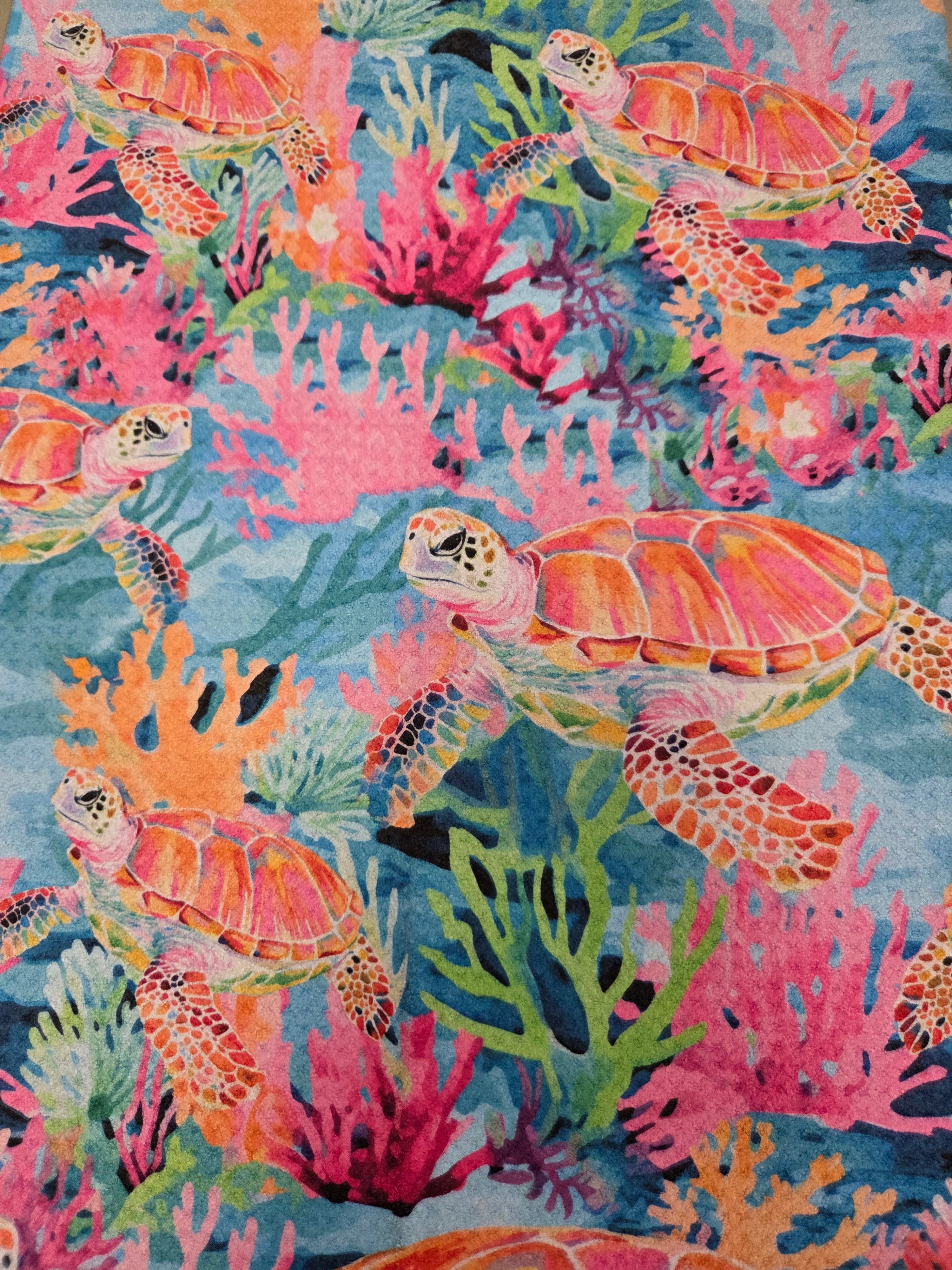 Eco-Friendly Towel - Turtle with Colorful Coral