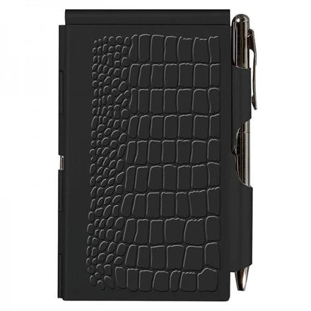 Flip Notepad with cover and pen - Black Croc