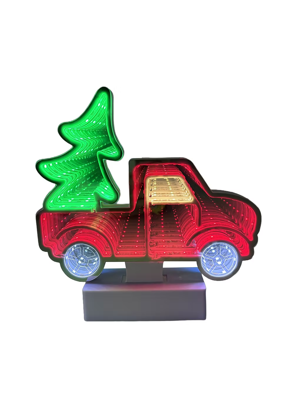 Red Truck with Tree Mini Infinity Mirror