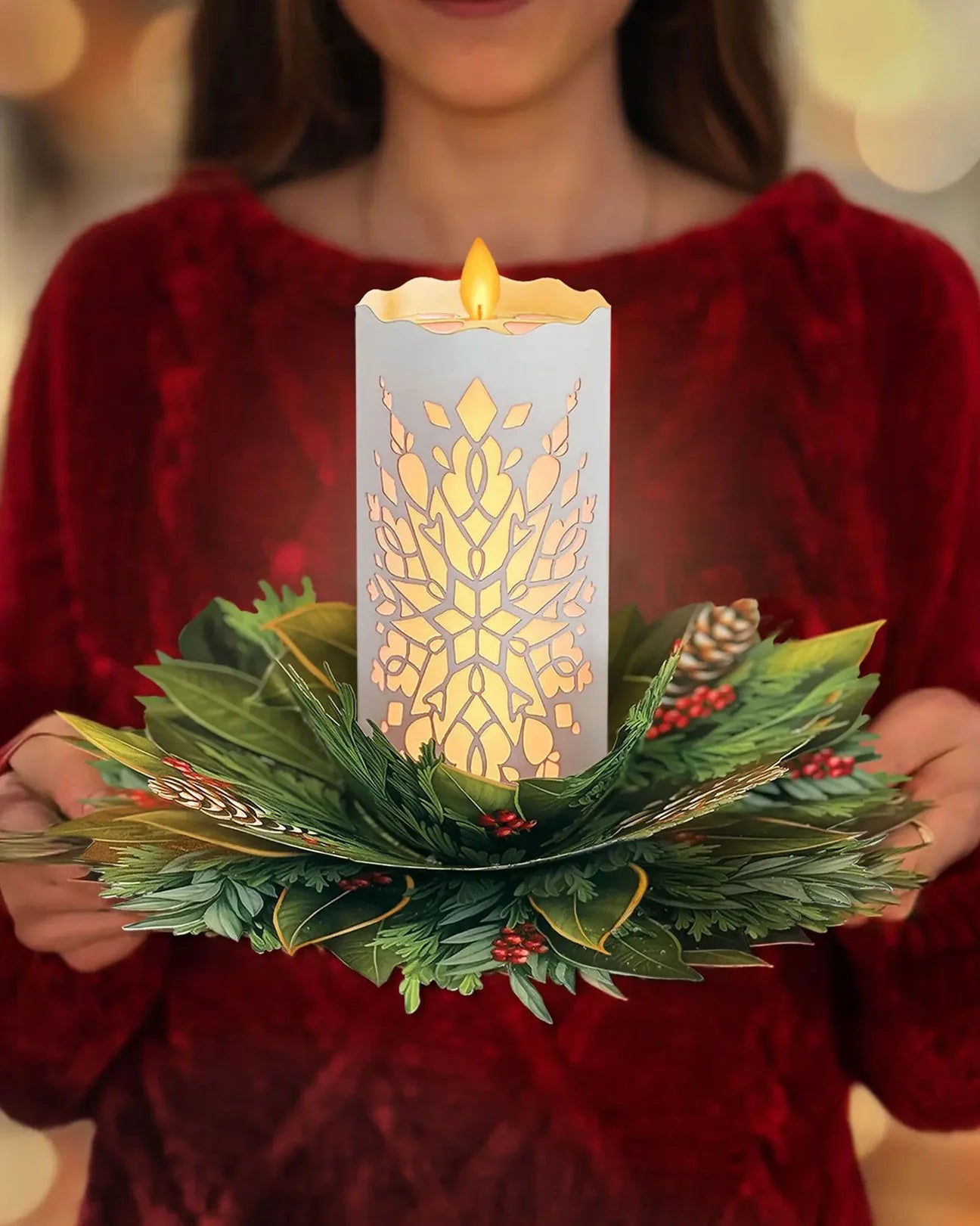 Light-Up 8" Pop-Up Holiday Decor: Holiday Candle