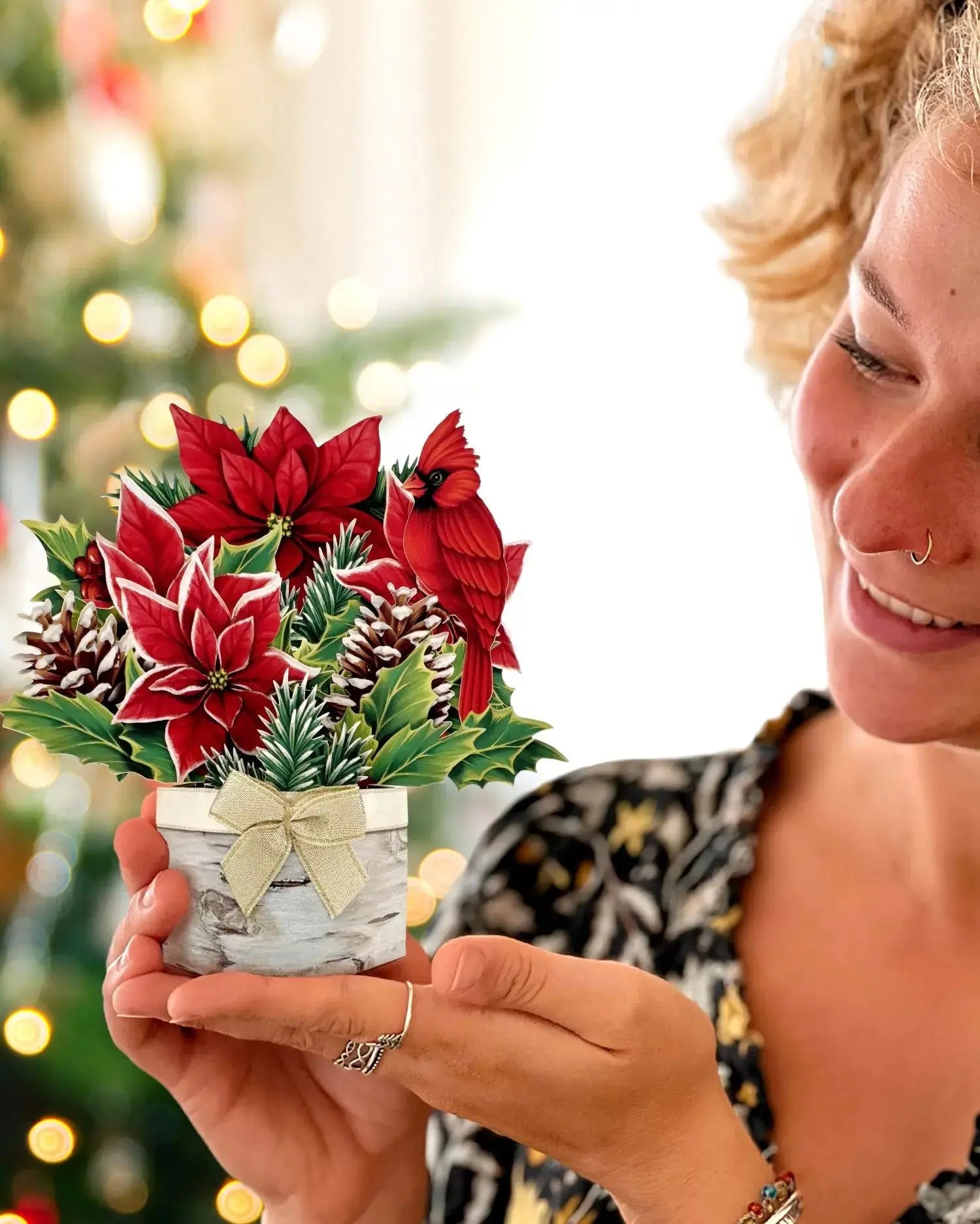 Mini Pop-Up Card: Birch Poinsettia