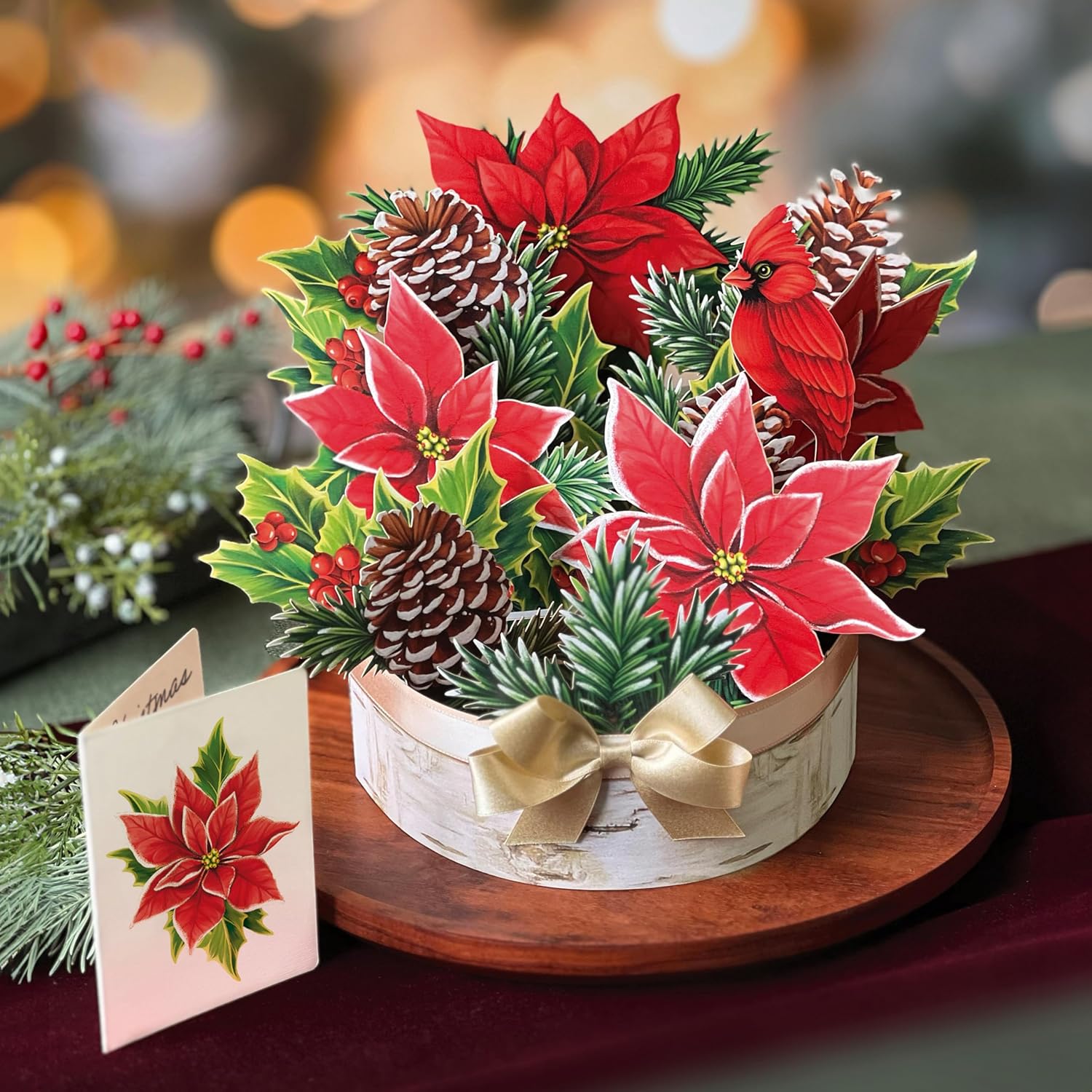 Life Sized Pop-Up Flower Bouquet: Birch Poinsettia