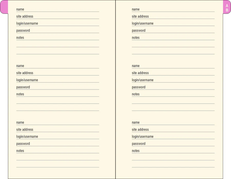 The Personal Internet Address & Password Logbook