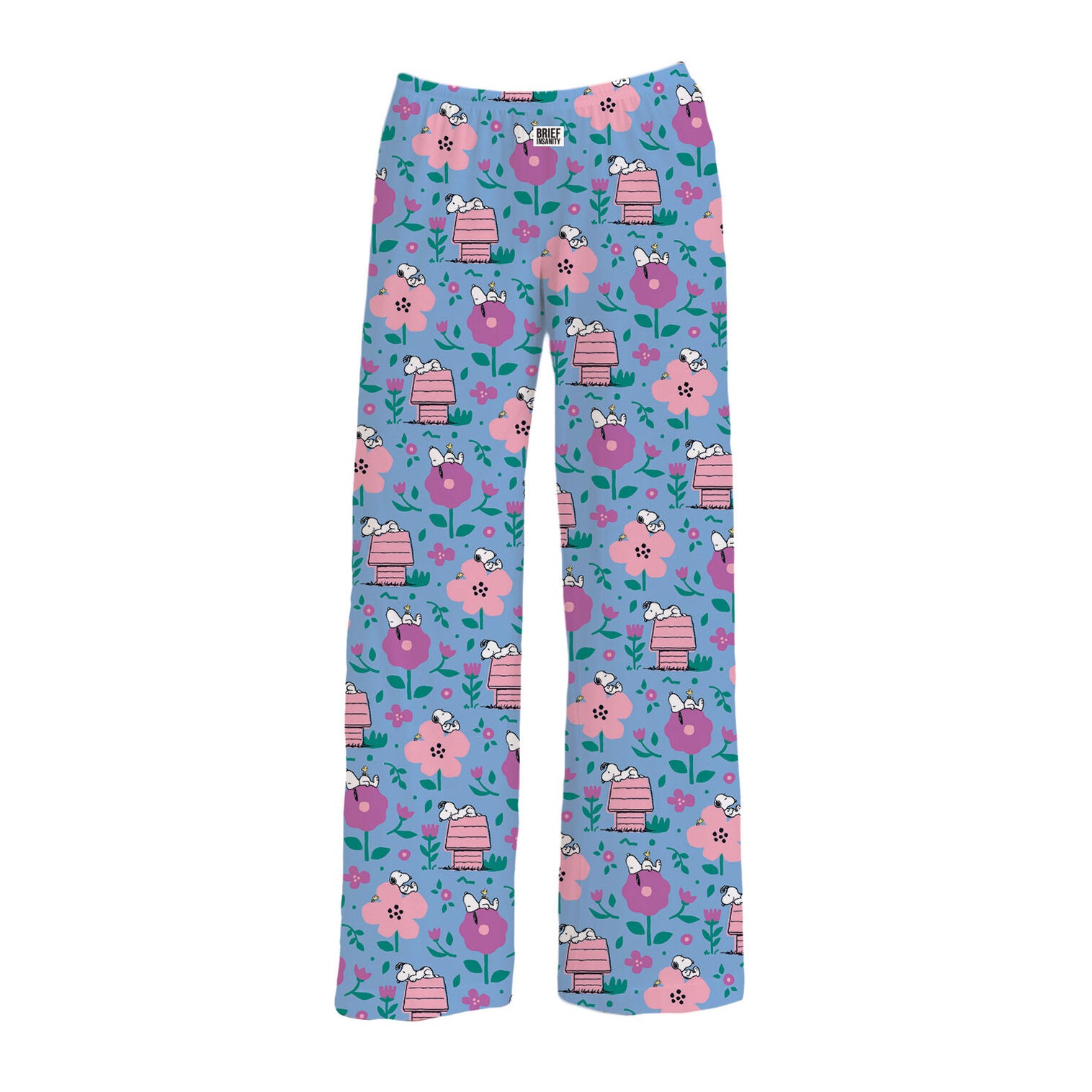 Brief Insanity Snoopy and Spring Flowers Blue Lounge Pants