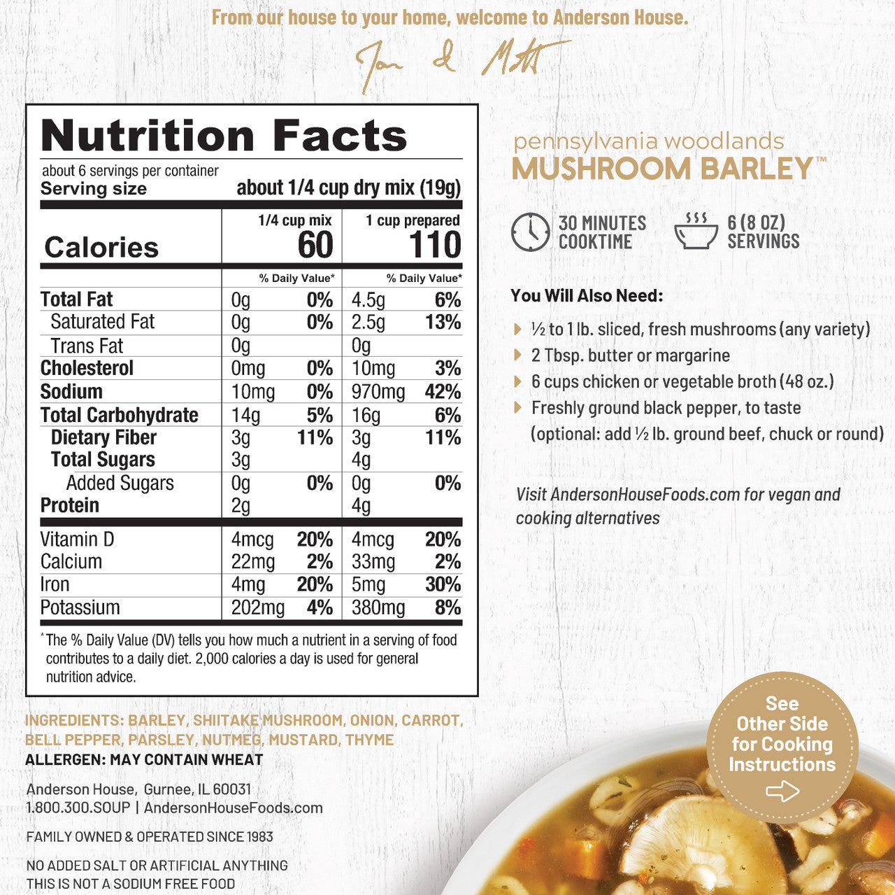 Mushroom Barley Soup Mix