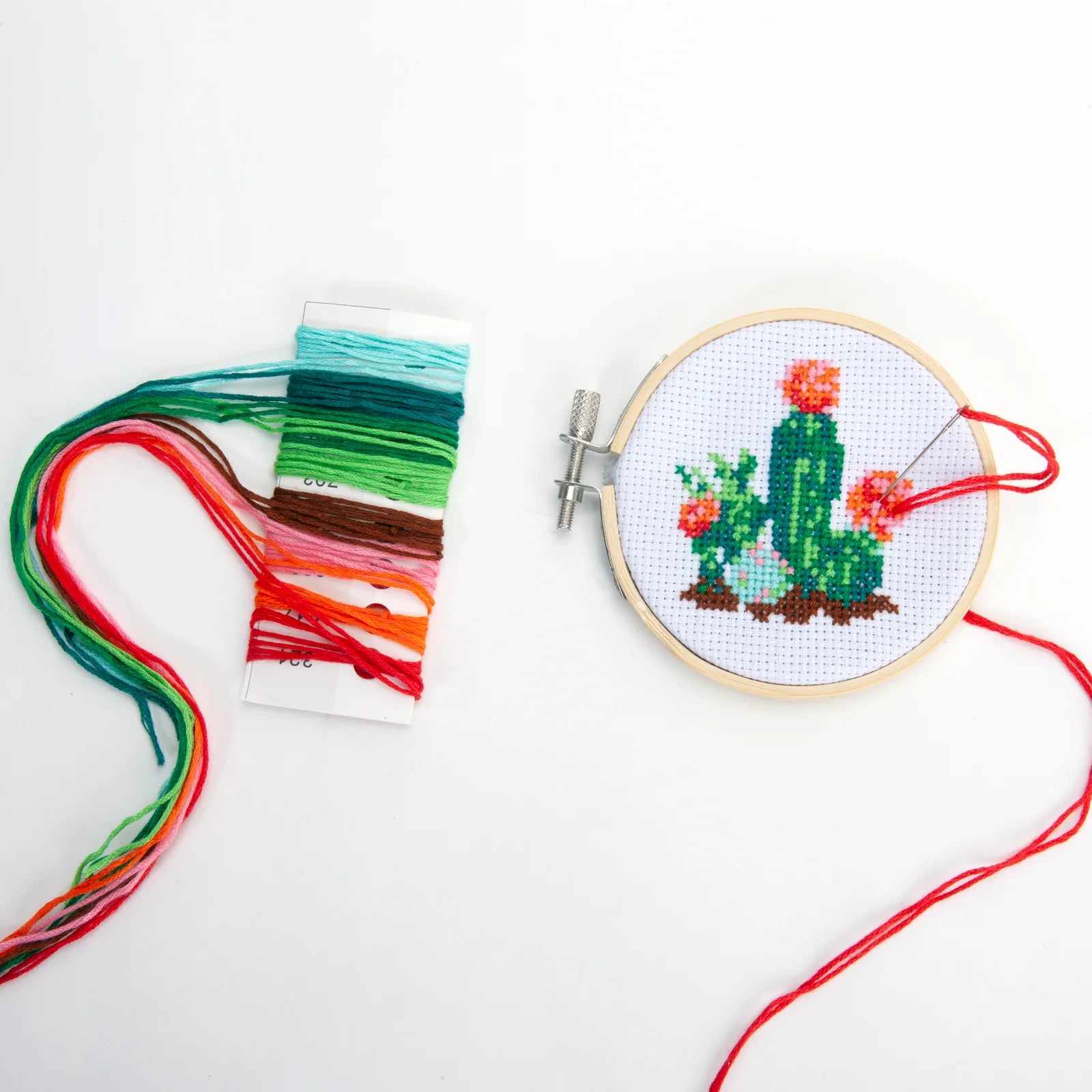 Mini Cross Stitch Embroidery Kit: Cactus