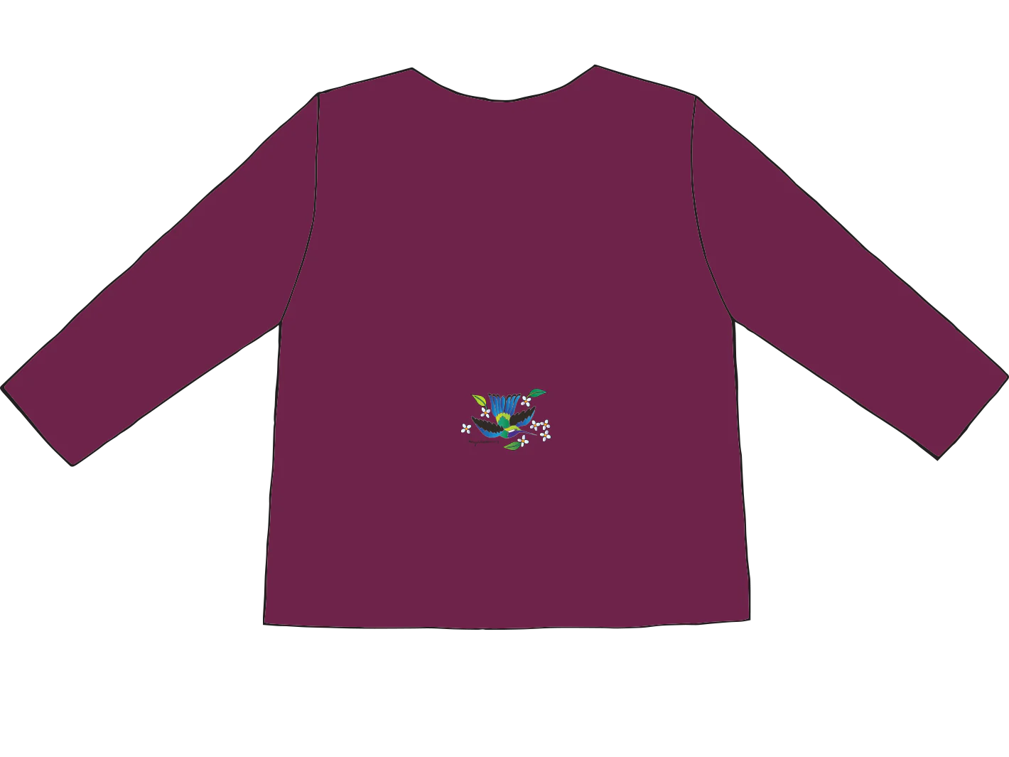 Hummingbird Huipi 3/4 Sleeve Sabaku - Plum