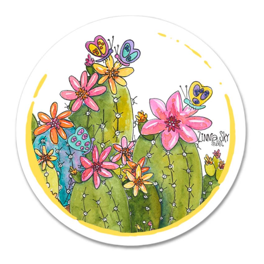 Succulents Flowers Round Sticker