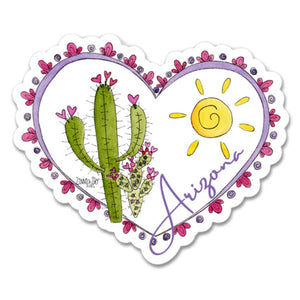 Cactus Heart Arizona Vinyl Sticker