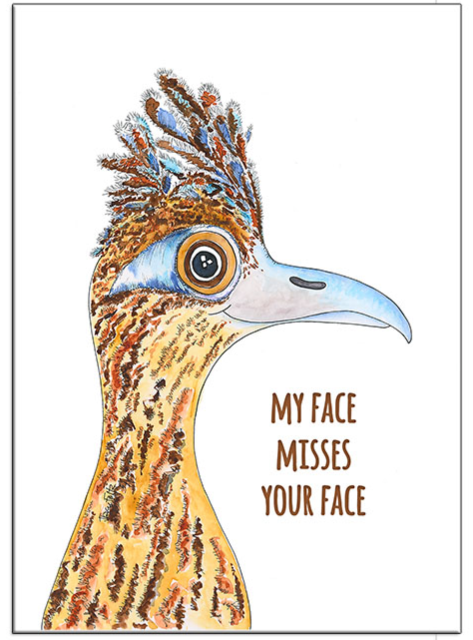 Road Runner Bird Face Miss You Card