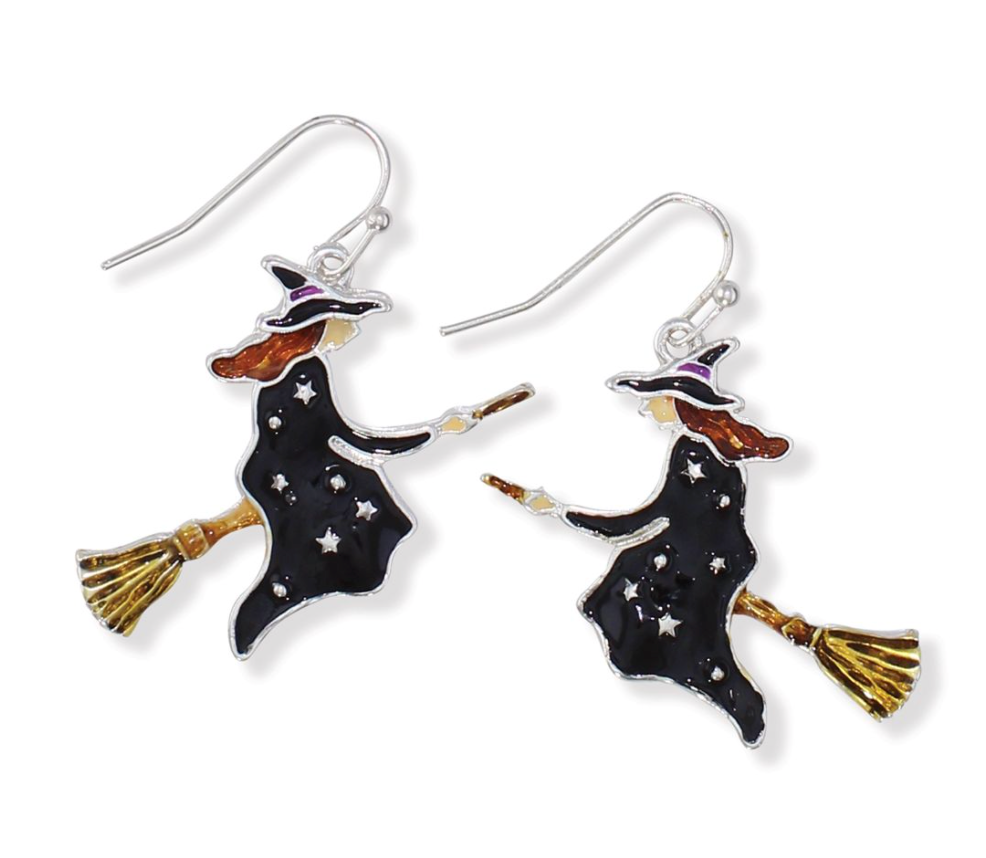 Witch on a Broom Earrings