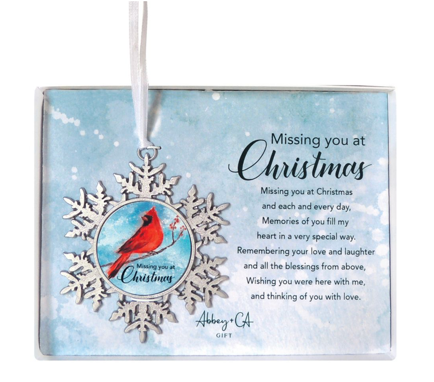 Cardinal Ornament: Missing you at Christmas