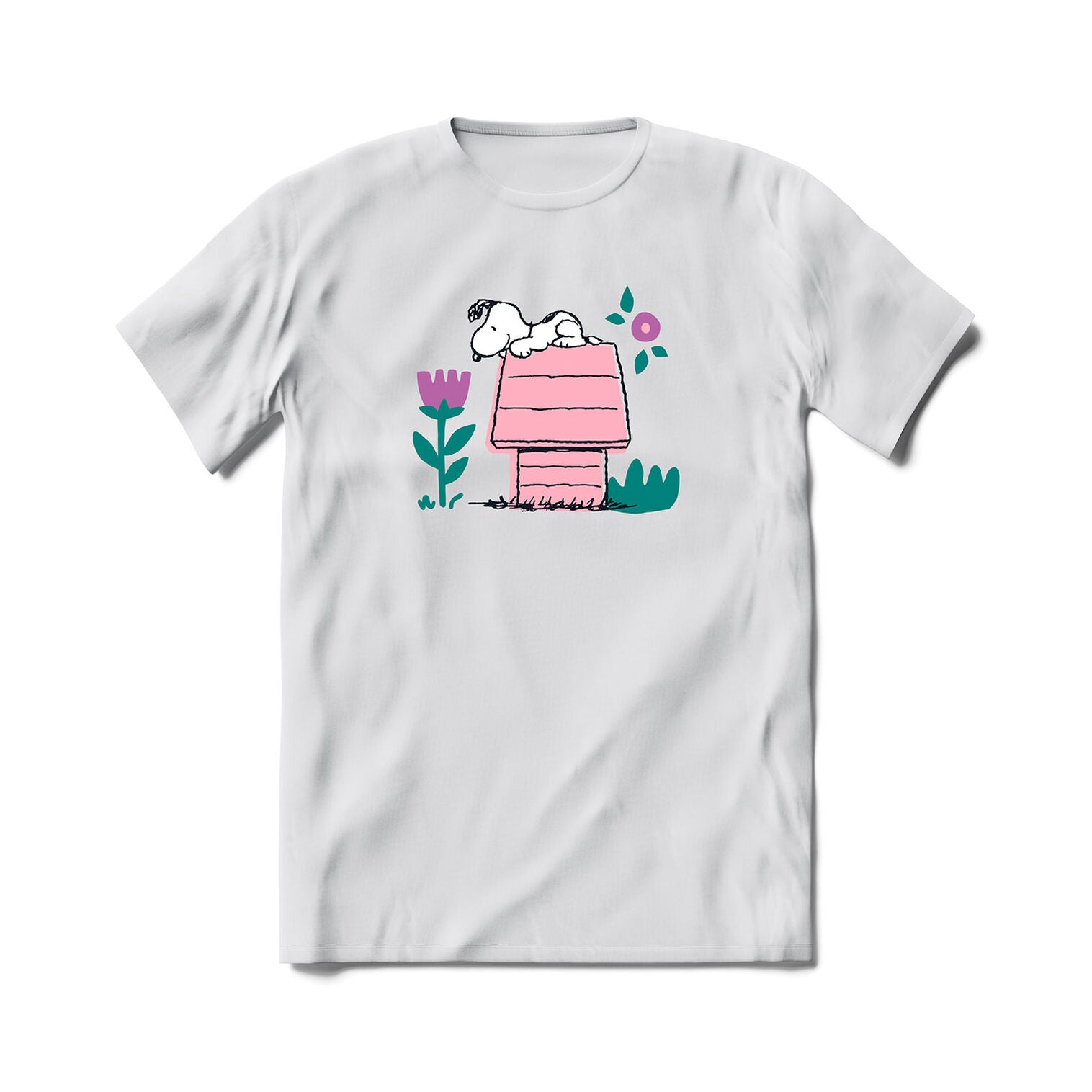 Brief Insanity Snoopy on Pink Doghouse White T-Shirt