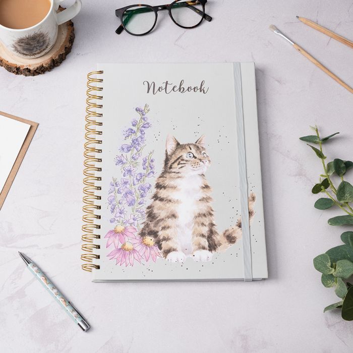 Wrendale Large Notebook - Whiskers & Wildflowers Cat