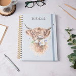 Load image into Gallery viewer, Wrendale Large Notebook - Daisy Coo Highland Cow
