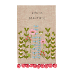 Load image into Gallery viewer, Embroidered Floral Pom Towel
