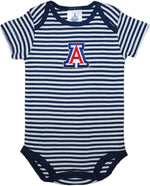Load image into Gallery viewer, Baby Striped Short Sleeve U Of A Romper

