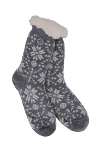 Heather Blend Snowflake Knit Thermal Slipper Socks