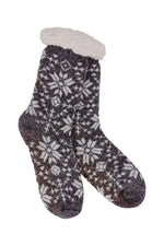 Load image into Gallery viewer, Heather Blend Snowflake Knit Thermal Slipper Socks
