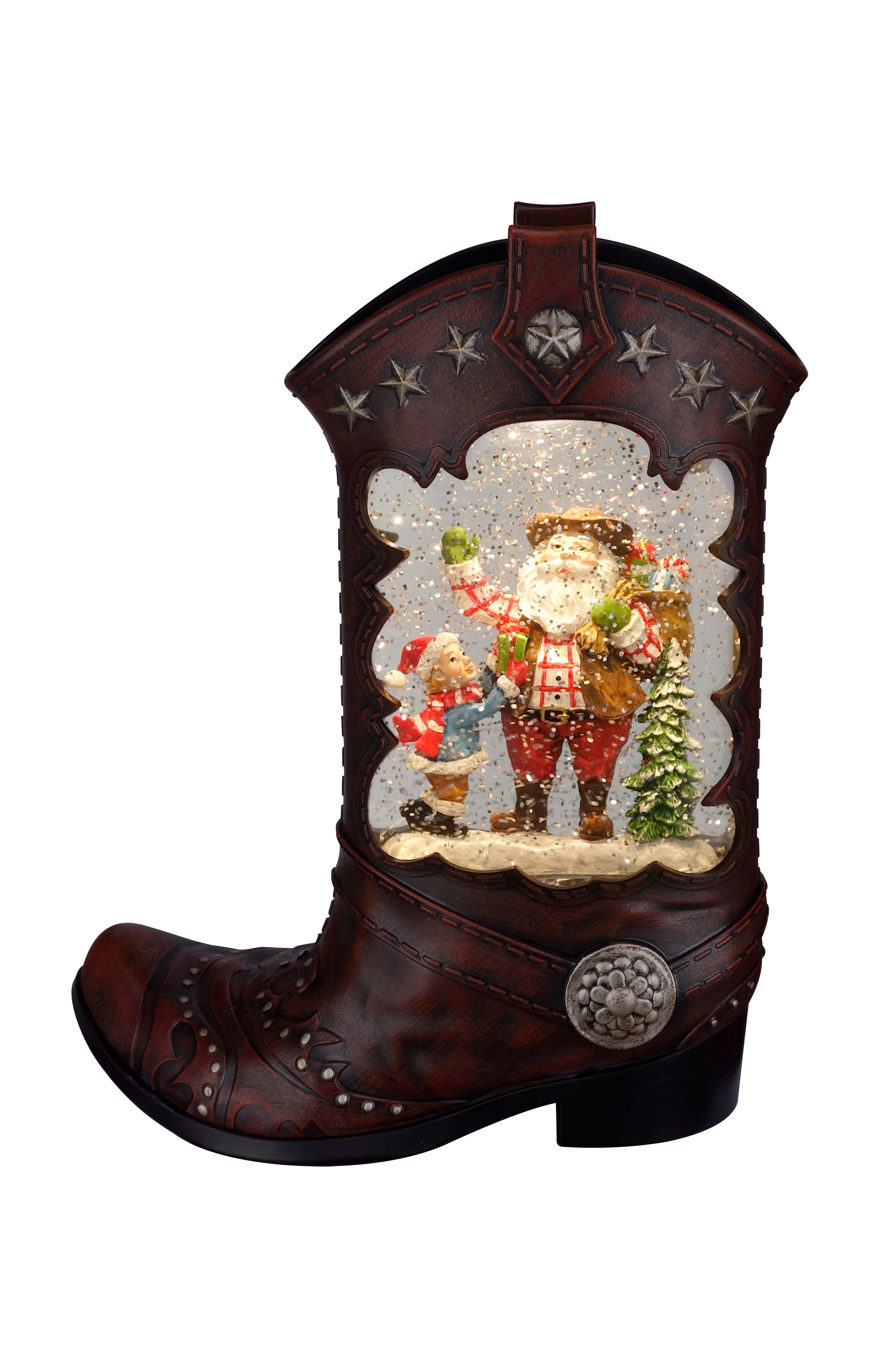 Santa Cowboy Boot Lantern