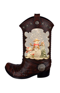 Snowman Cowboy Boot Lantern