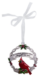 Load image into Gallery viewer, PEWTER CARDINAL ORNAMENT 3.5&quot;
