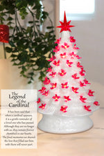 Load image into Gallery viewer, 16&quot; IRIDESCENT WHITE TREE WITH RED CARDINAL BULBS
